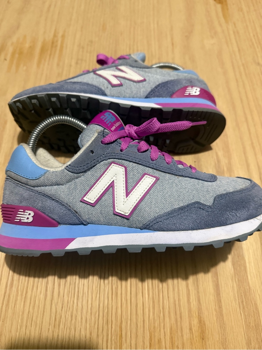 New Balance Women's Gray Sneakers with Pink and Light Blue Accents - Picture 2 of 9